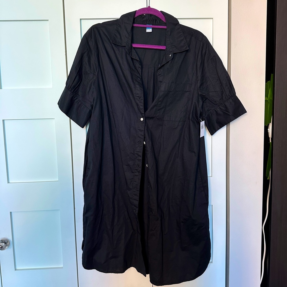 Black collared shirt dress